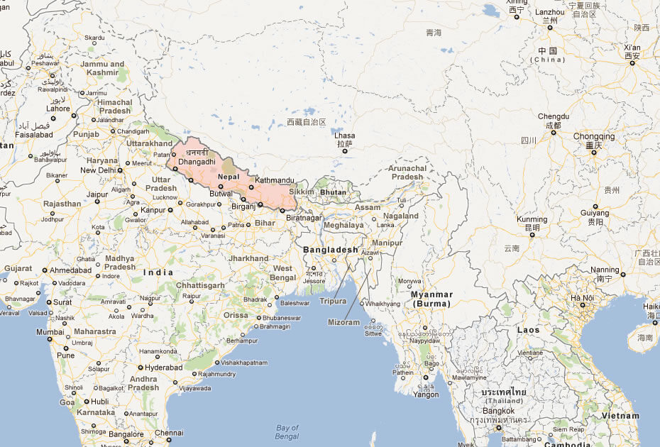 map of nepal asia